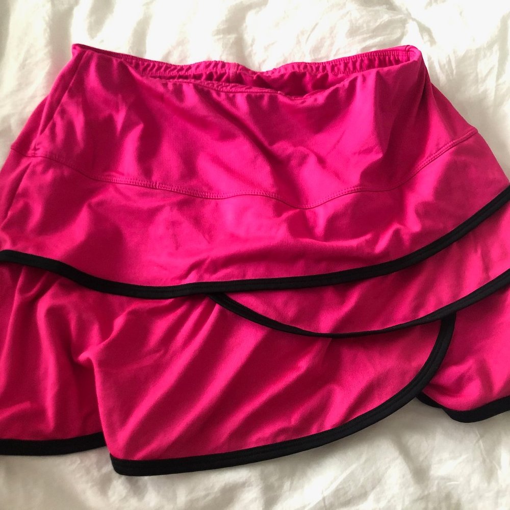 Pink Tennis Skirt with Black Detailing